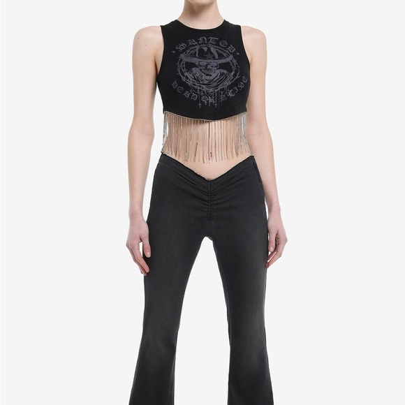 Cosmic Aura Wanted Dead Or Alive Rhinestone Fringe Tank Top Hot Topic - Picture 2 of 7